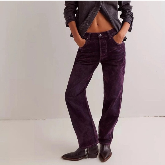 We The Free Denim - We The Free First Class Relaxed Flocked Velvet Jeans
